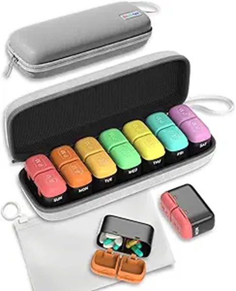 Travel Pill Organizers That Don’t Rattle (Tight Lids) 12 7 day moisture proof pill organizer