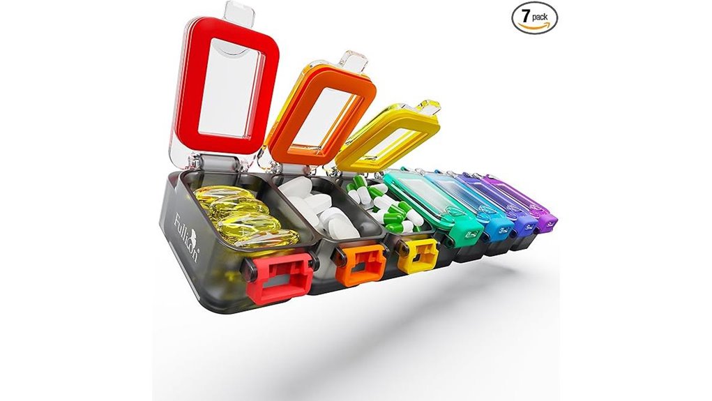 Travel Pill Organizer Cases (Secure Latching) Keep Meds Safe 14 7 day secure buckle organizer
