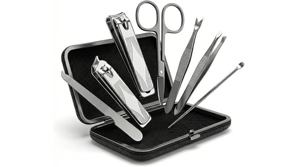 Travel Nail Kits With TSA‑Friendly Capped Tools That Fly Easy 6 7 piece stainless nail kit