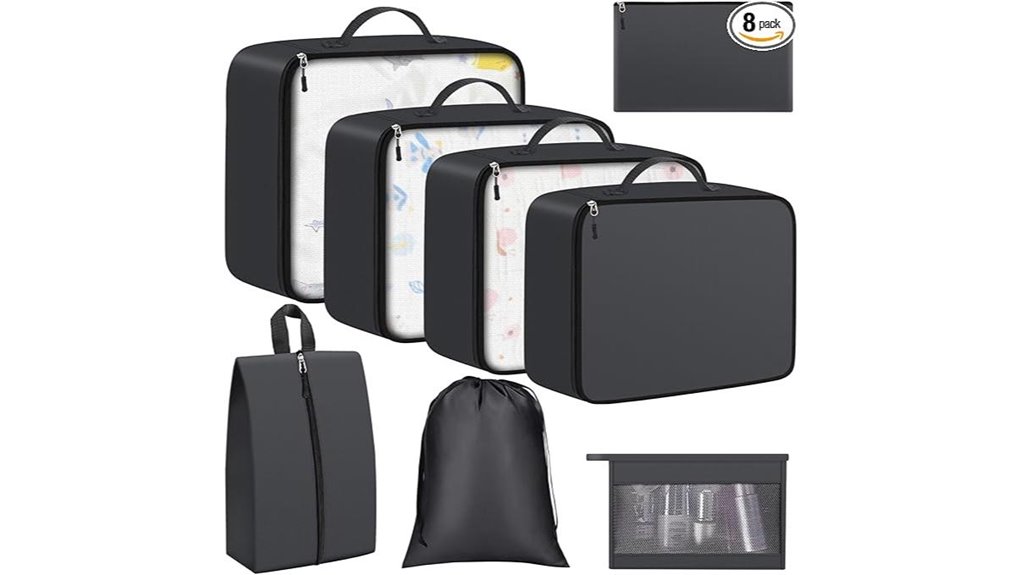 Set-Matching Luggage Organizers for Popular Suitcase Sizes 11 8 pack grey packing cubes