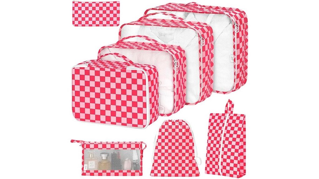 Best Checked Luggage With Modular Interior Cube Systems (Organized Packing) 1 8 pack rose checkered organizer