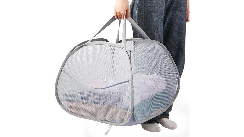 Packable Laundry Hampers for Long Stays (Pop-up Options) 14 90l grey collapsible mesh