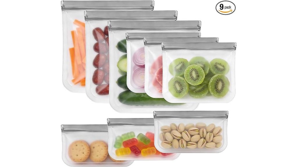 9 pack reusable silicone bags