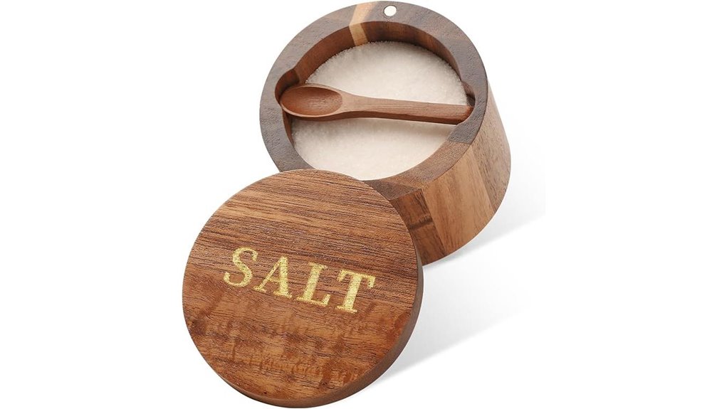 acacia saltcarafe spoon lid