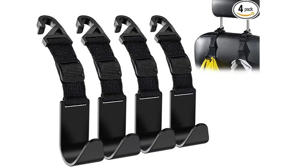 Top Travel Seatback Hooks to Keep Headphones and Bags Secure 4 adjustable 4 pack headrest hook