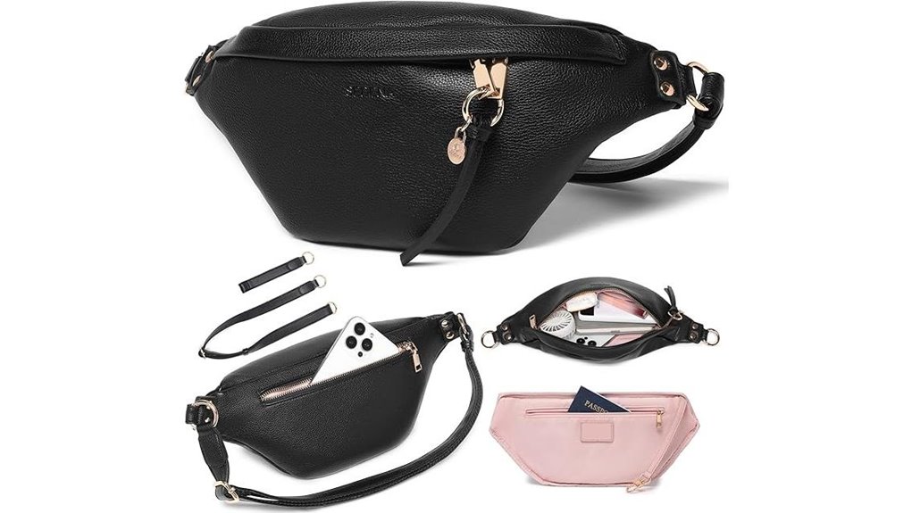 adjustable black rfid crossbody