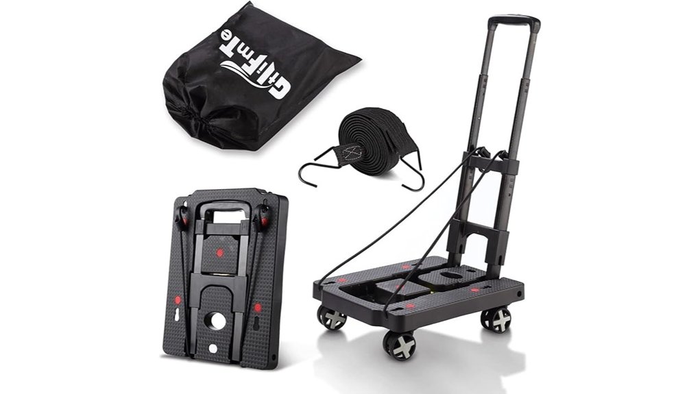 Best Fold-Flat Collapsible Luggage Carts for Heavy Bags 3 adjustable handle folding 4 wheel
