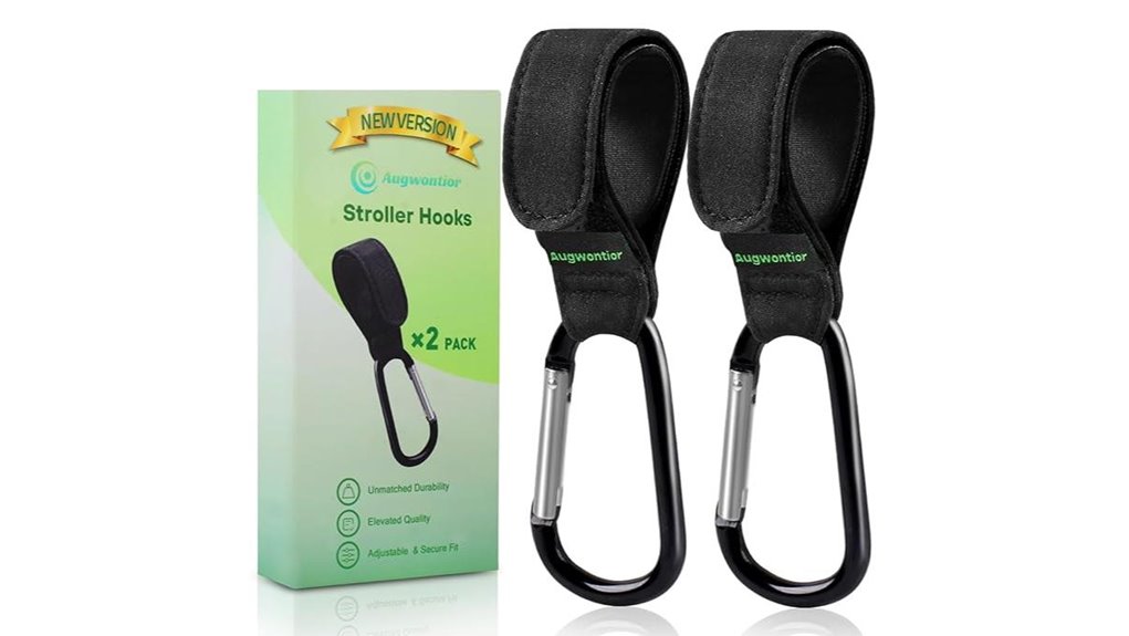 Stroller Travel Hooks (Strong, Non‑Slip) Keep Baby Secure 2 adjustable non slip stroller hooks