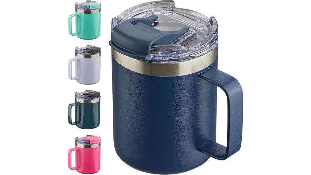 Travel Coffee Mugs With One-Hand Open Lids: Coffee on-the-Go 7 aloufea navy 12oz mug