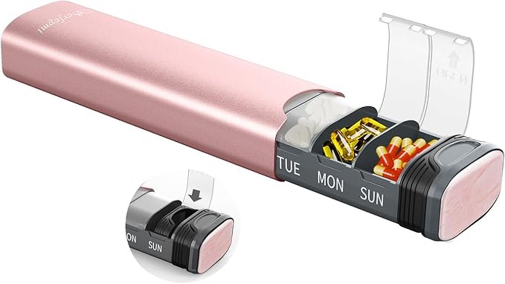 Travel Pill Organizers That Don’t Rattle (Tight Lids) 10 aluminum 7 day travel pillbox