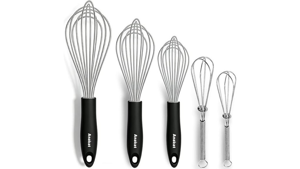 Best Whisk Set for Baking Mastery 9 anaeat 5 piece stainless whisk