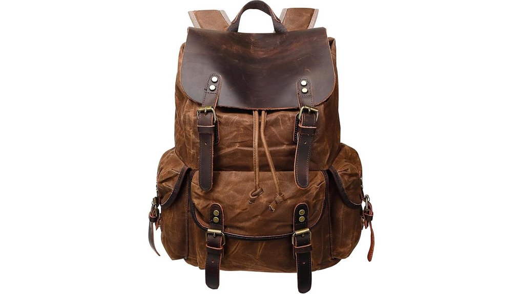 anti theft brown canvas backpack