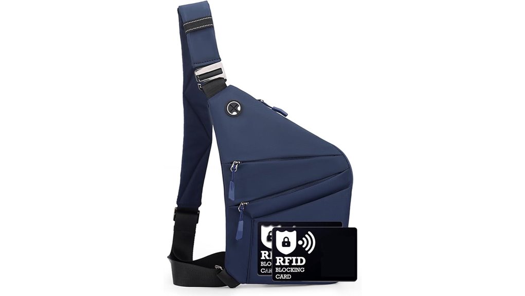 anti theft rfid multi pocket sling