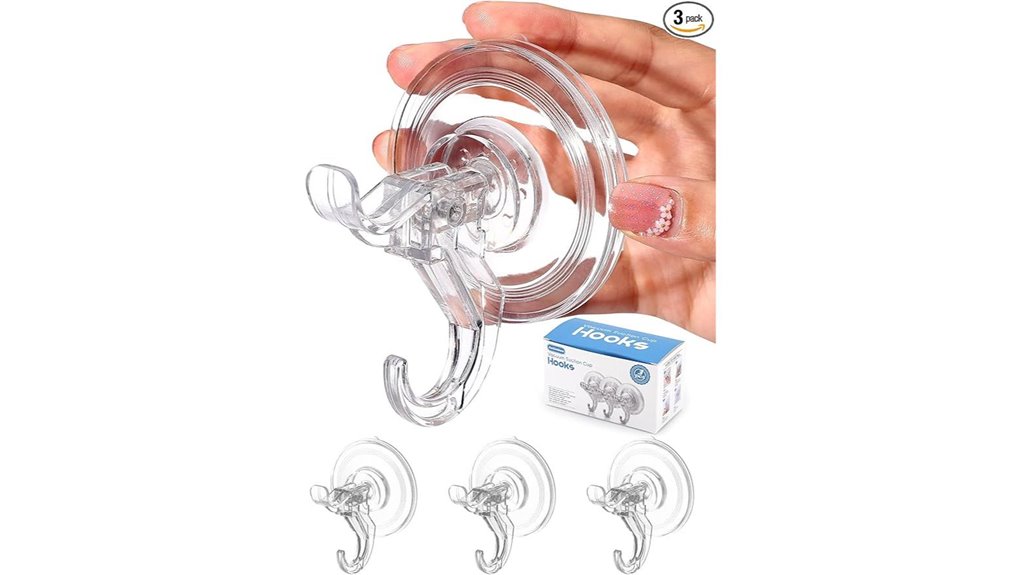 Strong‑Grip Suction Hooks That Stick in Traveler Bathrooms 1 antimbee clear hook trio