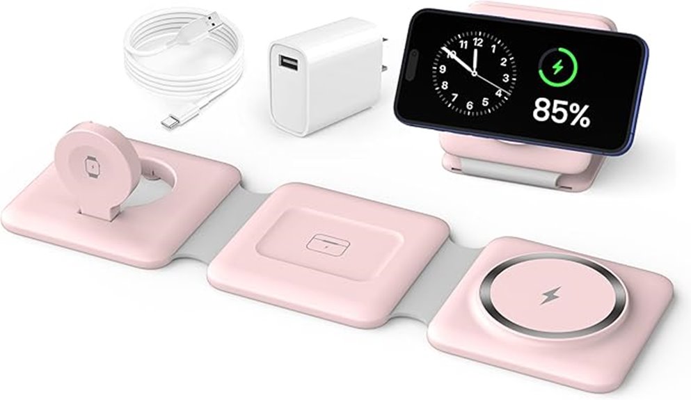 Compact Multi-Device Charging Docks With One Outlet Travelers 7 apple 3 in 1 wireless dock