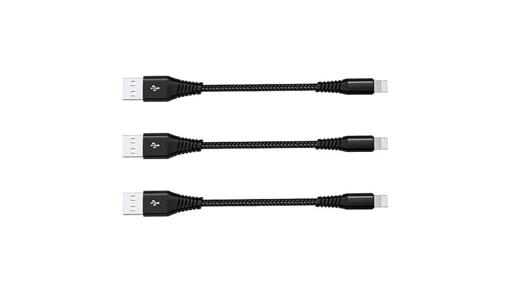 Short Charging Cables for Airports (No Cable Sprawl) On-the-Go 15 apple 3 pack lightning cable