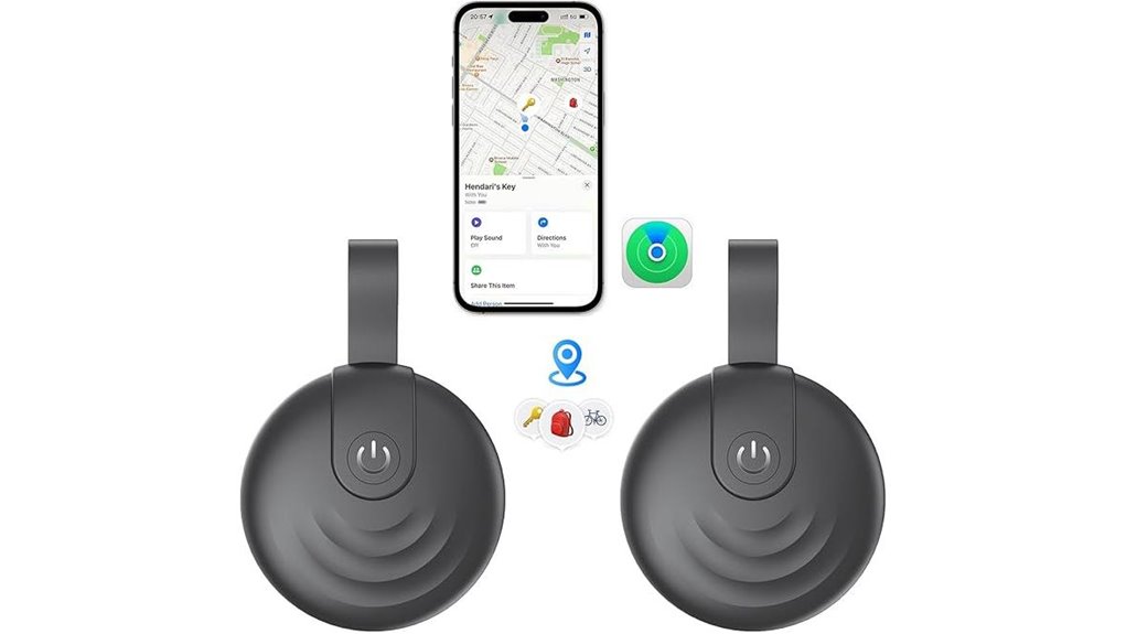 Luggage Trackers With Loud Find Alerts (Crowded Carousel) 3 apple two pack black tags