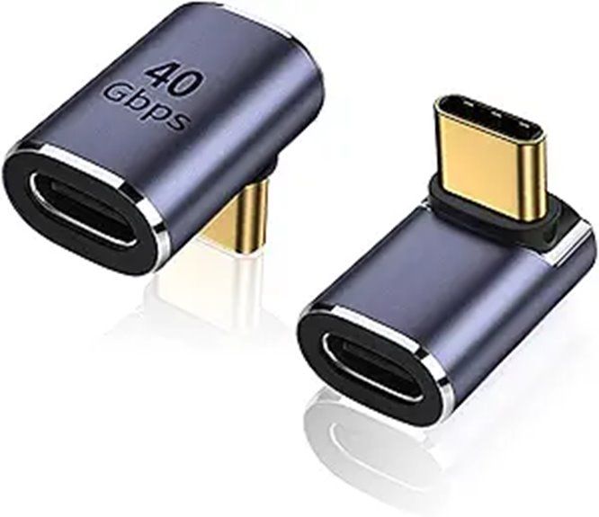 Highly Reliable USB-C Right‑Angle Adapter (Strain Relief) 8 areme 90 usb c two pack