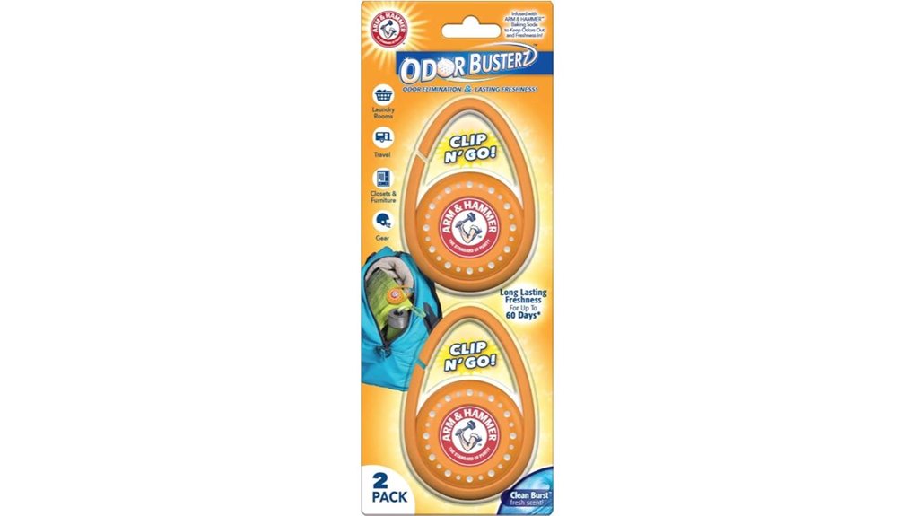 Odor-eliminating laundry sachets for suitcases Keep Bags Fresh 7 arm hammer odor busterz