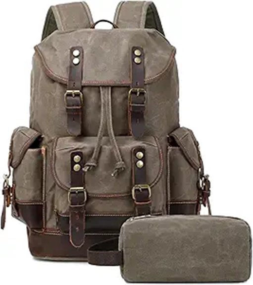 army green leather backpack