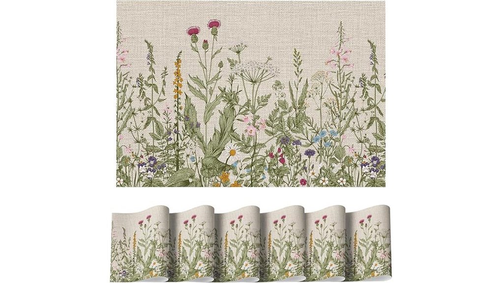 Stylish Placemat Set (Wipeable) That Keeps Dining Spaces Fresh 10 artoid wild flower placemats