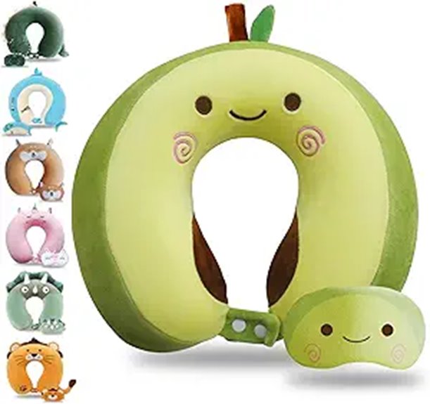 Comfortable Kids' Travel Pillows with Chin Support for Trips 11 avocado green travel set