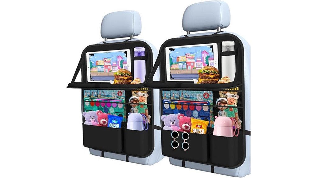 Must-Have Wipe-Clean Backseat Snack Trays for Family Travel 2 backseat organizer 9 pocket traytablet