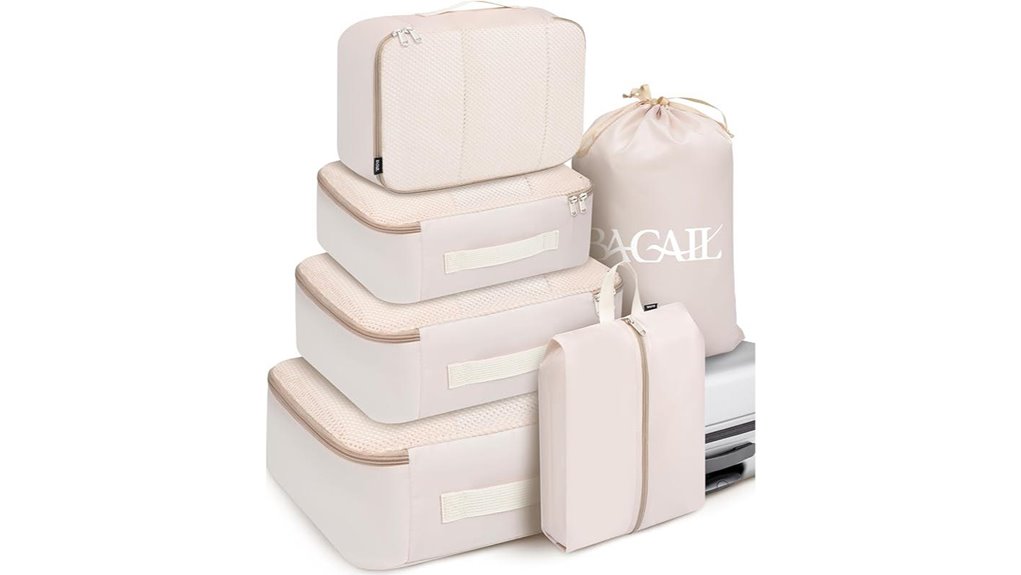 Set-Matching Luggage Organizers for Popular Suitcase Sizes 5 bagail beige packing cubes