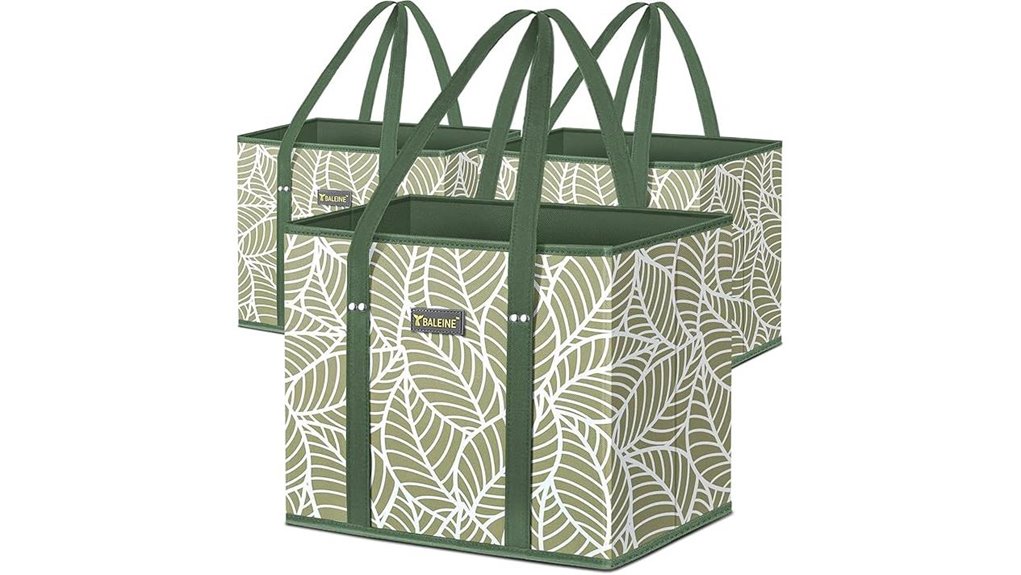 Best Foldable Tote Bags with Reinforced Bottoms (Market Runs) 2 baleine 3 pack grocery bags