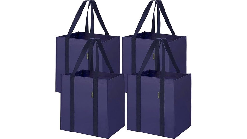 Best Foldable Tote Bags with Reinforced Bottoms (Market Runs) 6 baleine 4 piece navy totes