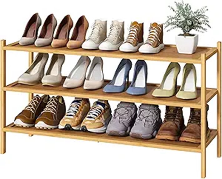Foldable Shoe Racks for Long Stays (Air-Out Shoes) - Fresh Feet 7 bamboo 3 tier foldable rack