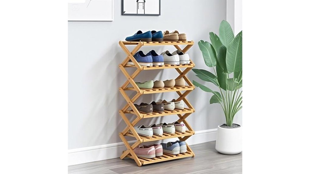 Foldable Shoe Racks for Long Stays (Air-Out Shoes) - Fresh Feet 1 bamboo 6 tier portable rack