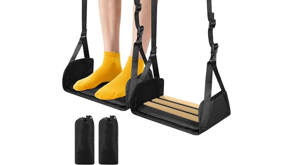 Compact Footrests for Flights That Offer Easy Hang 12 bamboo airplane foot hammocks