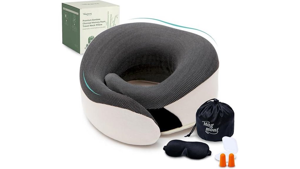 Travel Pillows That Keep Your Chin Aligned Upright 8 bamboo charcoal memory foam travel neck pillow