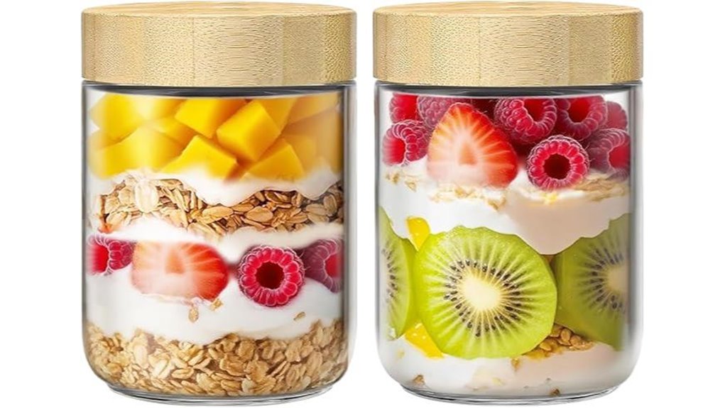 Leakproof Snack Jar (Wide Mouth): The Ultimate Snack Keeper 7 bamboo lid 16oz glass jars