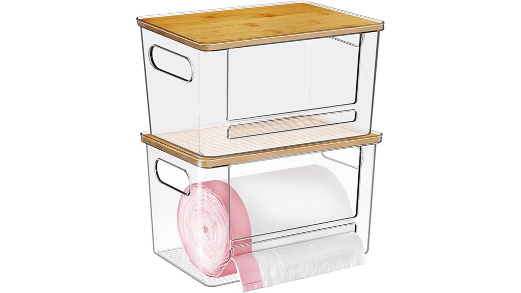bamboo topped acrylic dispenser set