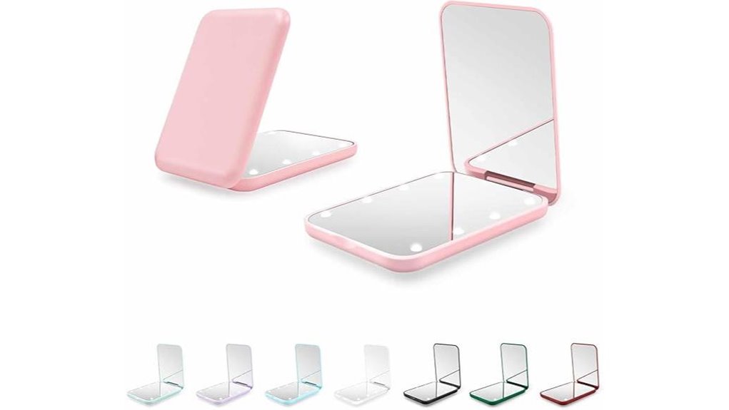Compact Mirror with LED Ring (Pocket) for On-the-Go Glow 3 battery powered led pocket mirror