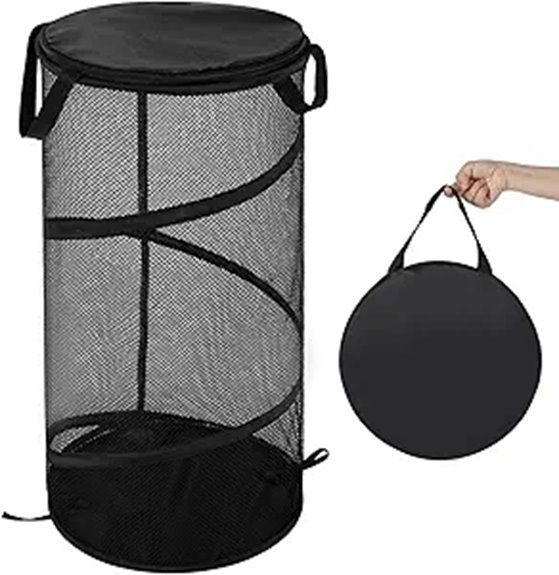 Packable Laundry Hampers for Long Stays (Pop-up Options) 9 battoo collapsible mesh hamper