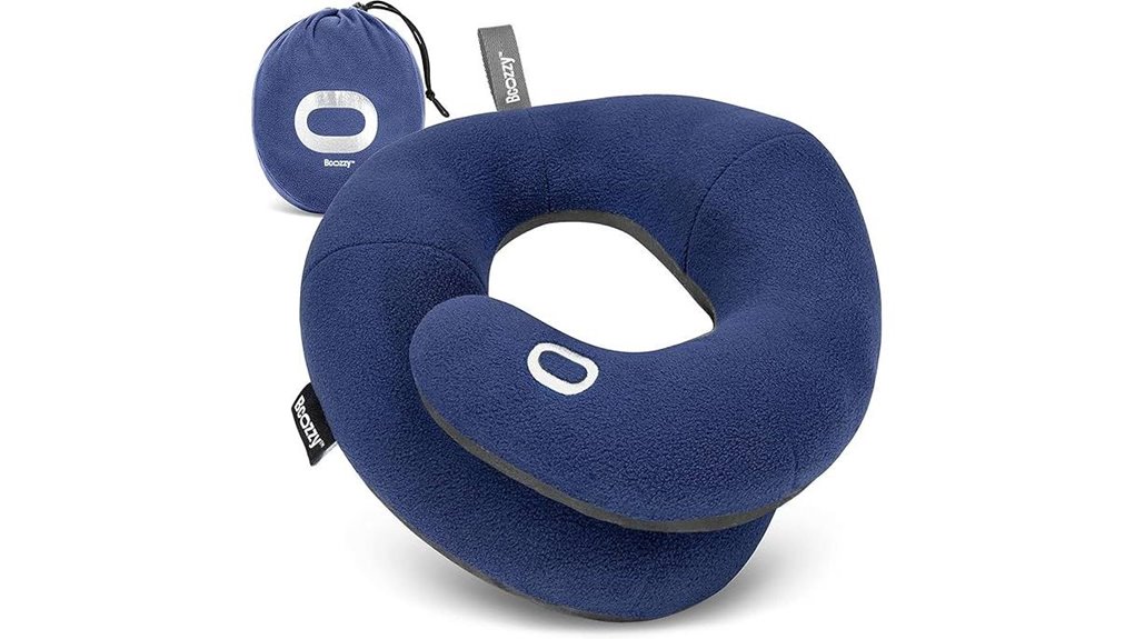 Travel Neck Pillows That Keep Your Head in Place 7 bcozzy washable navy pillow
