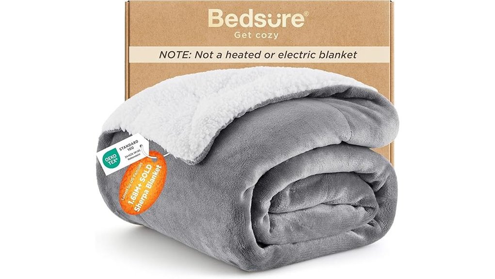 bedsure grey sherpa blanket