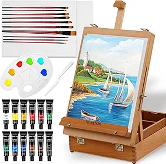Best Travel Easels (Lightweight Tabletop) for Artists On Move 9 beechwood easel box set