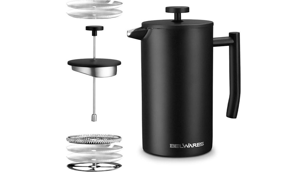 French press (shatterproof) That Lasts a Lifetime 10 belwares 34oz stainless press
