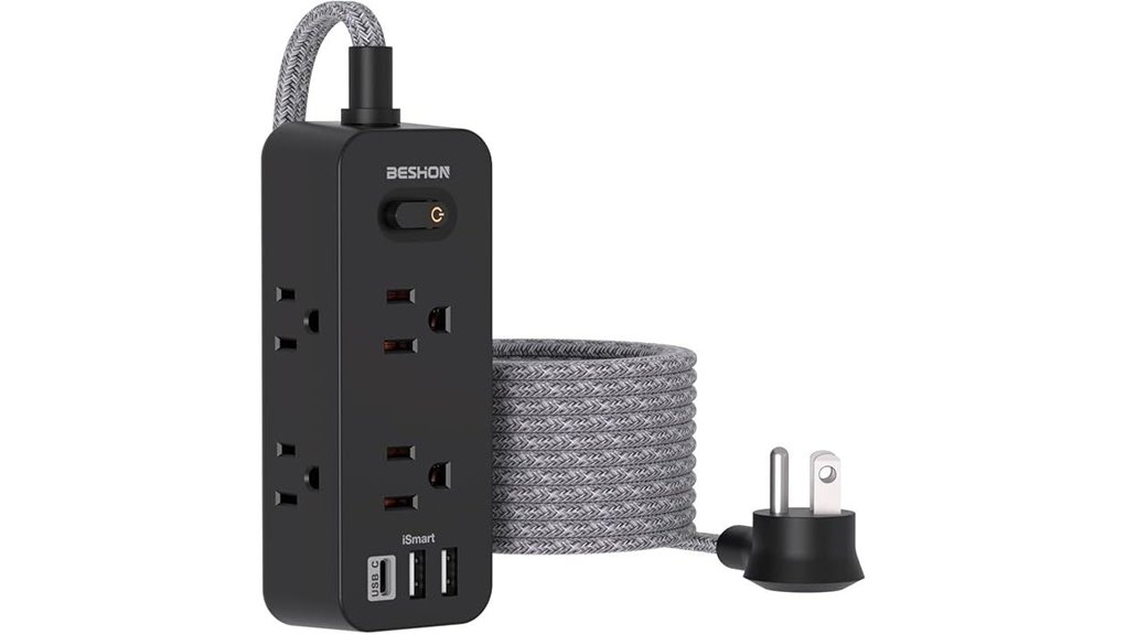 Compact Surge Protectors (Hotel‑Safe) for Traveling Devices 6 beshon 5ft usb surge