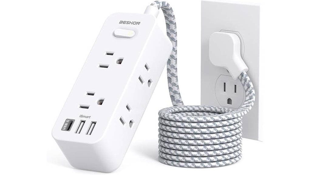 Travel-Friendly Flat‑Plug Extension Cords for On‑The‑Go Power 15 beshon flat 5ft usb