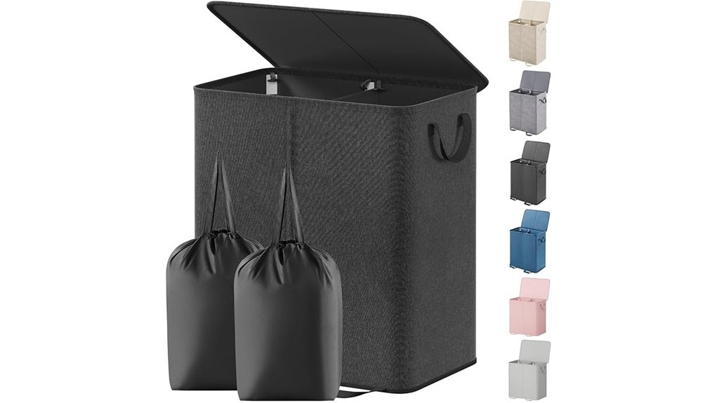 black 155l two drawer hamper