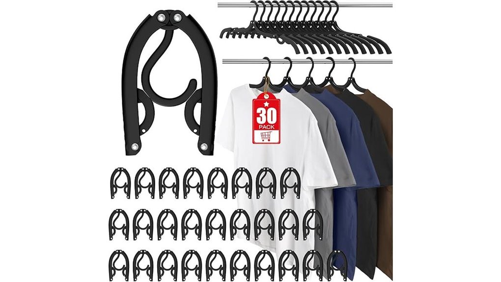 Travel Hangers That Fold, Pack Light, and Last a Long Time 1 black 30 pack foldable hangers