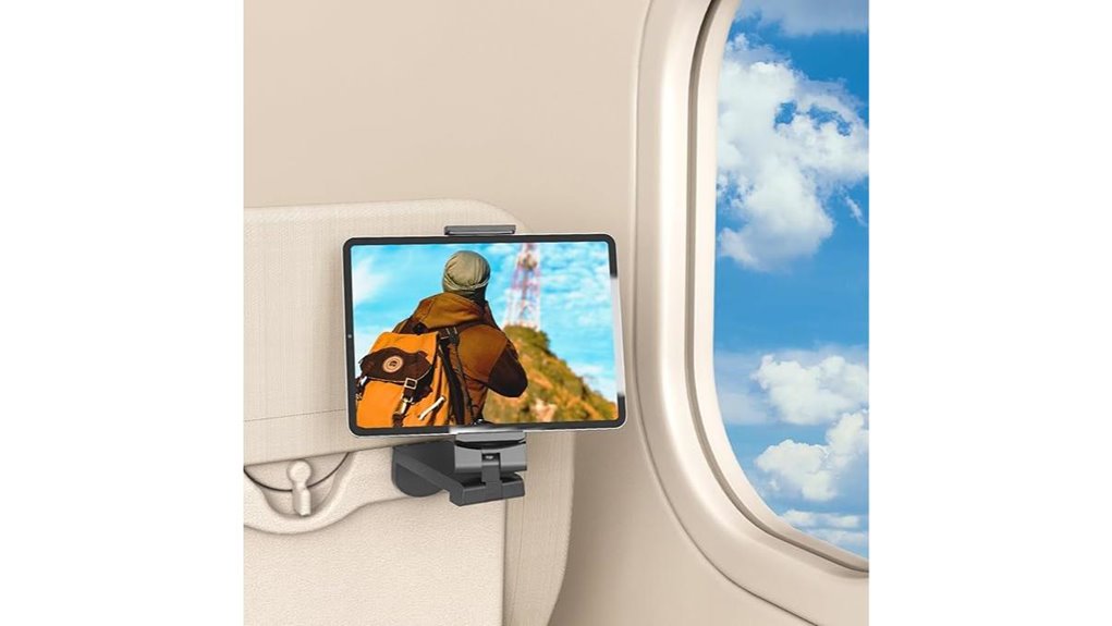 Top Tablet Stands for Airplane Trays 9 black 360 tablet holder