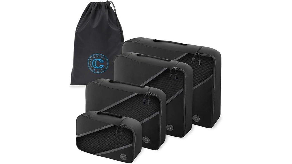 Best Checked Luggage With Modular Interior Cube Systems (Organized Packing) 12 black 4 piece packing cubes