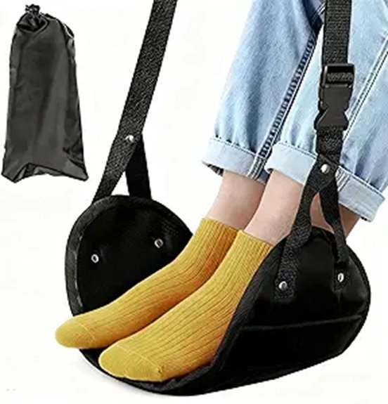 Lightweight Foot Hammocks for Airplanes: The Ultimate Comfort 6 black adjustable airplane hammock