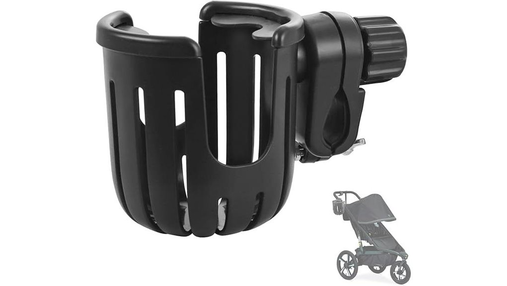 Best Stroller Cup Holders for Travel Strollers (Stable Clamps) 11 black clip on stroller holder